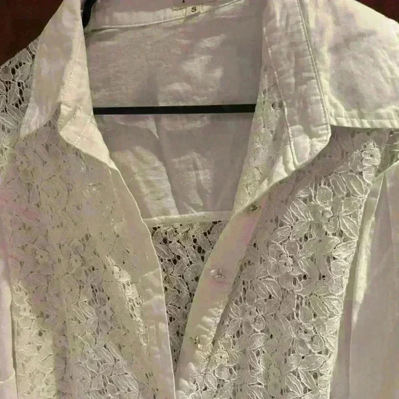 POL
LONG LACE BUTTON DOWN - WHITE Small - Picture 6 of 8